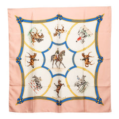 エルメス カレ90 ECOLE FRANCAISE D'EQUITATION フランス国立乗馬学校 スカーフ ピンク ホワイト シルク レディース HERMES 【中古】