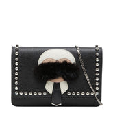 フェンディ カーリト スタッズ チェーンウォレット ショルダーバッグ 8M0346 ブラック マルチカラー レザー ファー レディース FENDI 【中古】