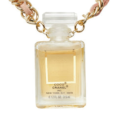 シャネル COCO MADEMOISELLE ココ マドモアゼル 香水 ネックレス ゴールド クリア ピンク メッキ ガラス レディース CHANEL 【中古】