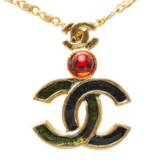 シャネル ココマーク グリポア デポーズ ネックレス ゴールド ブラック メッキ レディース CHANEL 【中古】