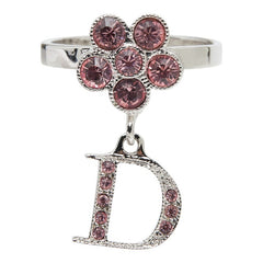 ディオール フラワー Dロゴ リング 指輪 シルバー メタル ラインストーン レディース Dior 【中古】