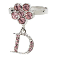 ディオール フラワー Dロゴ リング 指輪 シルバー メタル ラインストーン レディース Dior 【中古】