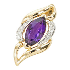 K18YG イエローゴールド Pt900 プラチナ 金ベースコンビ アメジスト1.54ct ダイヤ0.04ct ペンダントトップ ネックレス レディース 【中古】