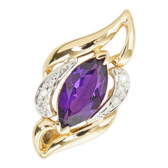 K18YG イエローゴールド Pt900 プラチナ 金ベースコンビ アメジスト1.54ct ダイヤ0.04ct ペンダントトップ ネックレス レディース 【中古】