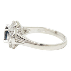 Pt900 プラチナ サファイア0.69ct ダイヤ0.18ct フラワー 花 モチーフ リング 指輪 レディース 11号 【中古】