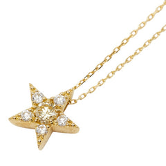 K18YG イエローゴールド ダイヤ0.20ct ダイヤ0.12ct スターモチーフ イエローダイヤ ペンダント ネックレス レディース 【中古】