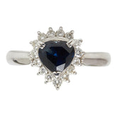 Pt900 プラチナ サファイア1.00ct ダイヤ0.26ct ハートモチーフ リング 指輪 レディース 9.5号 【中古】