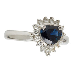 Pt900 プラチナ サファイア1.00ct ダイヤ0.26ct ハートモチーフ リング 指輪 レディース 9.5号 【中古】