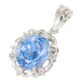 Pt900 プラチナ サファイア2.40ct ダイヤ0.04ct リースモチーフ ペンダントトップ ネックレス レディース 【中古】