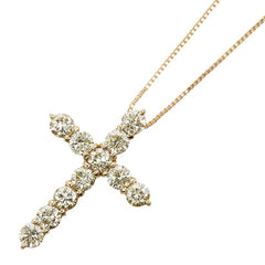 K18YG イエローゴールド ダイヤ1.00ct クロスモチーフ ペンダント ネックレス レディース 【中古】