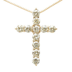 K18YG イエローゴールド ダイヤ1.00ct クロスモチーフ ペンダント ネックレス レディース 【中古】