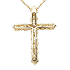 K18YG イエローゴールド ダイヤ1.00ct クロスモチーフ ペンダント ネックレス レディース 【中古】