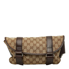 グッチ GGキャンバス ボディバッグ ウエストバッグ 145851 ベージュ ブラウン キャンバス レザー レディース GUCCI 【中古】