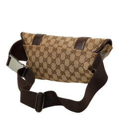 グッチ GGキャンバス ボディバッグ ウエストバッグ 145851 ベージュ ブラウン キャンバス レザー レディース GUCCI 【中古】