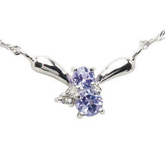 Pt900 プラチナ Pt850 プラチナ タンザナイト ダイヤ0.01ct ELLE フラワーモチーフ ペンダント ネックレス レディース 【中古】