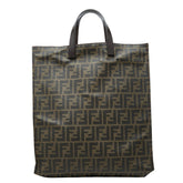 フェンディ ズッカ トートバッグ ハンドバッグ 8BH173 ブラウン PVC レザー レディース FENDI 【中古】