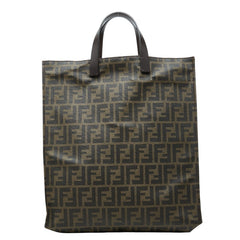 フェンディ ズッカ トートバッグ ハンドバッグ 8BH173 ブラウン PVC レザー レディース FENDI 【中古】