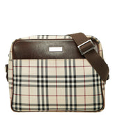 バーバリー ノバチェック 斜め掛け ショルダーバッグ ベージュ ブラウン ブラック キャンバス レザー レディース BURBERRY 【中古】