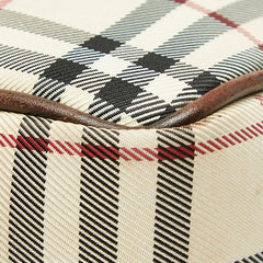 バーバリー ノバチェック 斜め掛け ショルダーバッグ ベージュ ブラウン ブラック キャンバス レザー レディース BURBERRY 【中古】