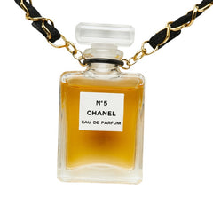 シャネル No.5 パフュームボトル ネックレス クリア ブラック ゴールド メッキ ファブリック レディース CHANEL 【中古】