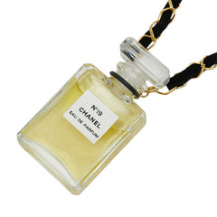 シャネル No.19 パフュームボトル ネックレス クリア ゴールド ブラック メッキ ファブリック レディース CHANEL 【中古】