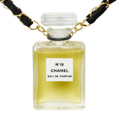 シャネル No.19 パフュームボトル ネックレス クリア ゴールド ブラック メッキ ファブリック レディース CHANEL 【中古】