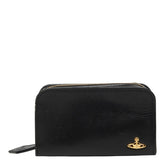 ヴィヴィアンウエストウッド VINTAGE WATER ORB マルチ ポーチ コスメ ブラック レザー レディース Vivienne Westwood 【中古】