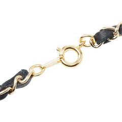 シャネル No.5 パフュームボトル チェーン ネックレス ゴールド ブラック メッキ レザー レディース CHANEL 【中古】