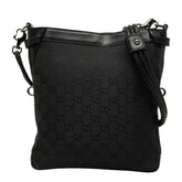 グッチ GGキャンバス 斜め掛け ショルダーバッグ 109106 ブラック キャンバス レザー レディース GUCCI 【中古】