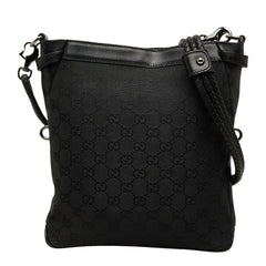 グッチ GGキャンバス 斜め掛け ショルダーバッグ 109106 ブラック キャンバス レザー レディース GUCCI 【中古】