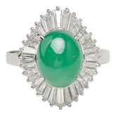 Pt900 プラチナ ヒスイ5.98ct ダイヤ1.31ct フラワーモチーフ リング 指輪 レディース 13号 【中古】