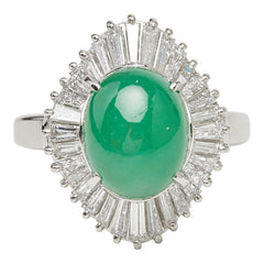 Pt900 プラチナ ヒスイ5.98ct ダイヤ1.31ct フラワーモチーフ リング 指輪 レディース 13号 【中古】