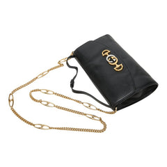 グッチ ズゥミ チェーン ショルダーバッグ ハンドバッグ 572375 ブラック レザー レディース GUCCI 【中古】