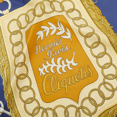 エルメス カレ90 Cliquetis クリケティス スカーフ 大判 ブルー マルチカラー シルク レディース HERMES 【中古】