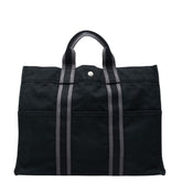 エルメス フールトゥ MM トートバッグ ハンドバッグ ブラック グレー キャンバス レディース HERMES 【中古】