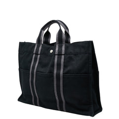 エルメス フールトゥ MM トートバッグ ハンドバッグ ブラック グレー キャンバス レディース HERMES 【中古】