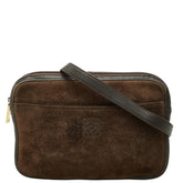 ロエベ アナグラム 斜め掛け ショルダーバッグ ブラウン レザー スウェード レディース LOEWE 【中古】