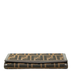 フェンディ ズッカ 長財布 30851 ブラック ブラウン キャンバス レザー レディース FENDI 【中古】