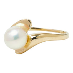 ミキモト 真珠 K18YG イエローゴールド アコヤパール7.1mm リング 指輪 レディース MIKIMOTO 13.5号 【中古】