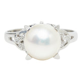 Pt900 プラチナ アコヤパール8.5mm ダイヤ0.06ct リング 指輪 レディース 9.5号 【中古】