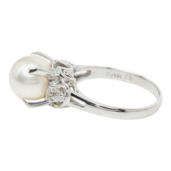 Pt900 プラチナ アコヤパール8.5mm ダイヤ0.06ct リング 指輪 レディース 9.5号 【中古】