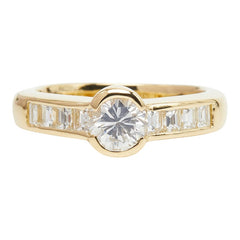 K18YG イエローゴールド ダイヤ0.616ct ダイヤ0.47ct リング 指輪 レディース 9.5号 【中古】