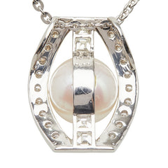 真珠 Pt900 プラチナ Pt850 プラチナ アコヤパール9.4mm ダイヤ0.69ct ペンダント ネックレス レディース 【中古】