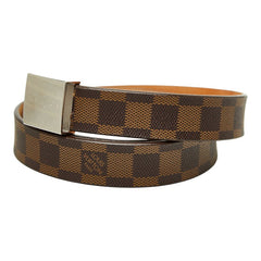 ルイ ヴィトン ダミエ サンチュール キャレ ベルト サイズ:95/38 M6803 ブラウン PVC レザー メンズ LOUIS VUITTON 【中古】