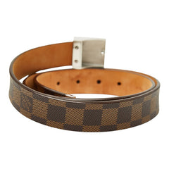 ルイ ヴィトン ダミエ サンチュール キャレ ベルト サイズ:95/38 M6803 ブラウン PVC レザー メンズ LOUIS VUITTON 【中古】