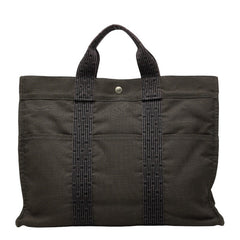 エルメス エールラインMM トートバッグ グレー キャンバス レディース HERMES 【中古】