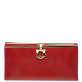 サルヴァトーレフェラガモ ガンチーニ 二つ折り 長財布 224633 レッド レザー レディース Salvatore Ferragamo 【中古】