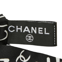 シャネル ココマーク ロゴ シュシュ ヘアアクセサリー ブラック ホワイト シルク レディース CHANEL 【中古】