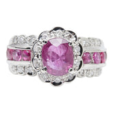 Pt900 プラチナ ルビー1.50ct ダイヤ0.18ct フラワーモチーフ リング 指輪 レディース 9.5号 【中古】