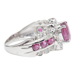 Pt900 プラチナ ルビー1.50ct ダイヤ0.18ct フラワーモチーフ リング 指輪 レディース 9.5号 【中古】